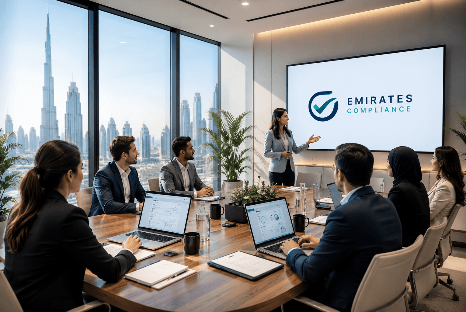The Emirates Compliance team in a meeting