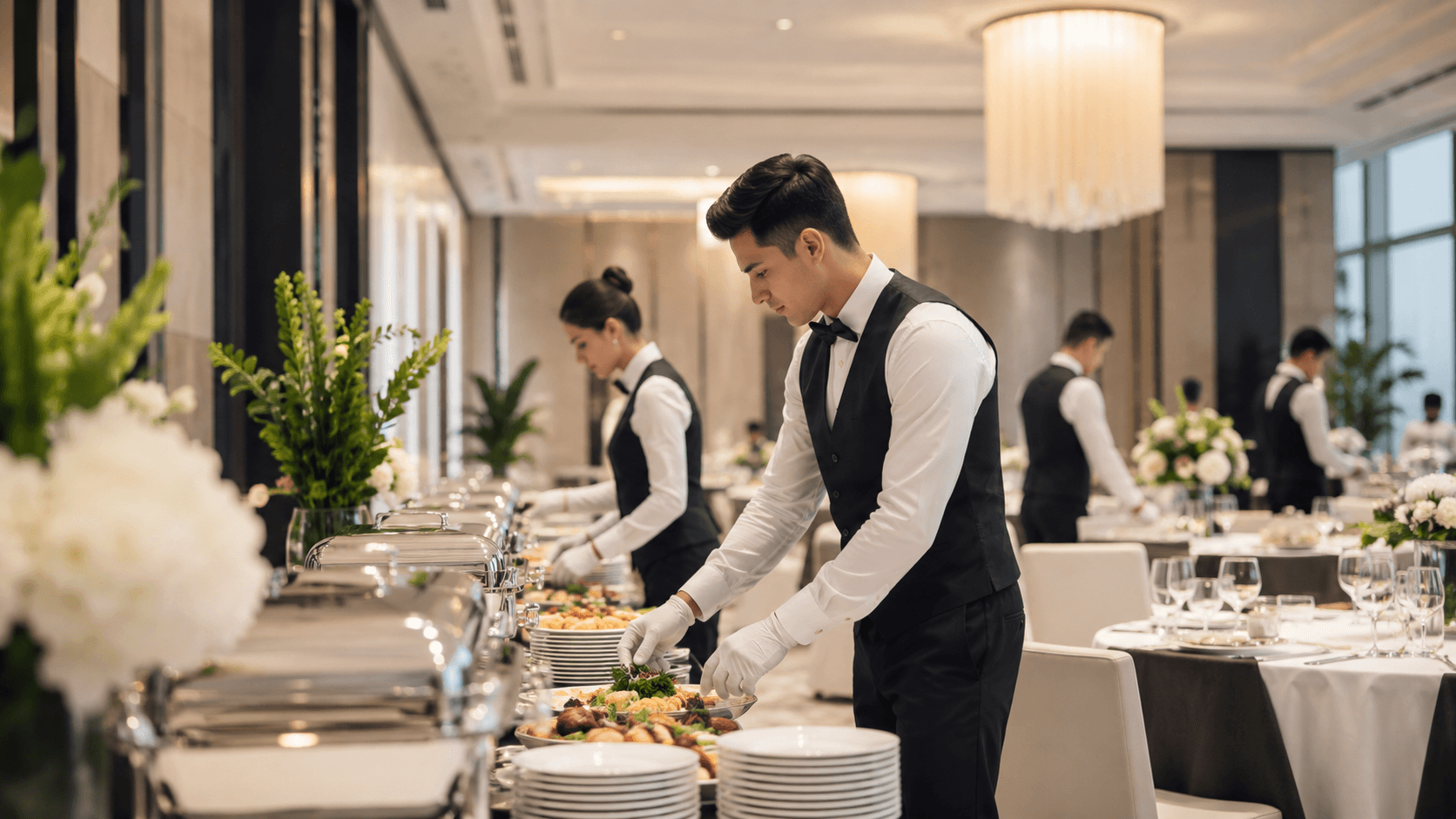 Hospitality server on shift at a UAE venue